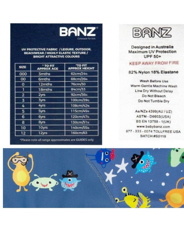 Costum de baie, UPF50+, Banz, Monster