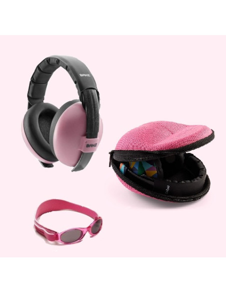 Combo Casti + Carcasa + Ochelari Bebe 0 ~ 24 luni (Roz)