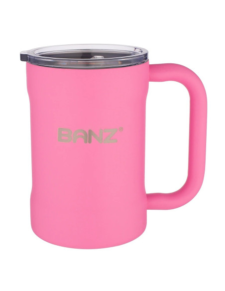 Cană Termică, Dublă, 475ml + capac izolator, Windflower Pink