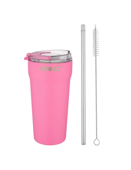 Pahar Termic, Dublu, 525ml + capac izolator, Windflower Pink